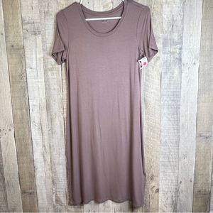 Daily Ritual Small Rosewood Color Crewneck Short Sleeve Dress New